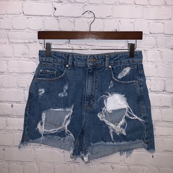 JDY Denim Pants - JDY Denim Blue Ripped Jean Shorts size 36